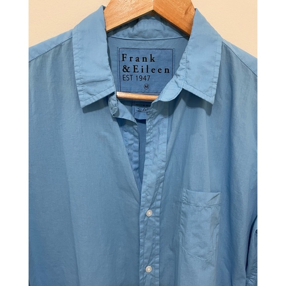 Frank & Eileen Blue Button Down V-neck Shirt, Size M - Picture 2 of 9